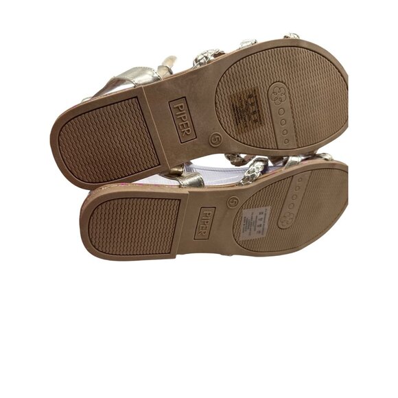 Piper Size 5M Girls Gold Braided Strap Sandals Adjustable Ankle Straps - Picture 12 of 16